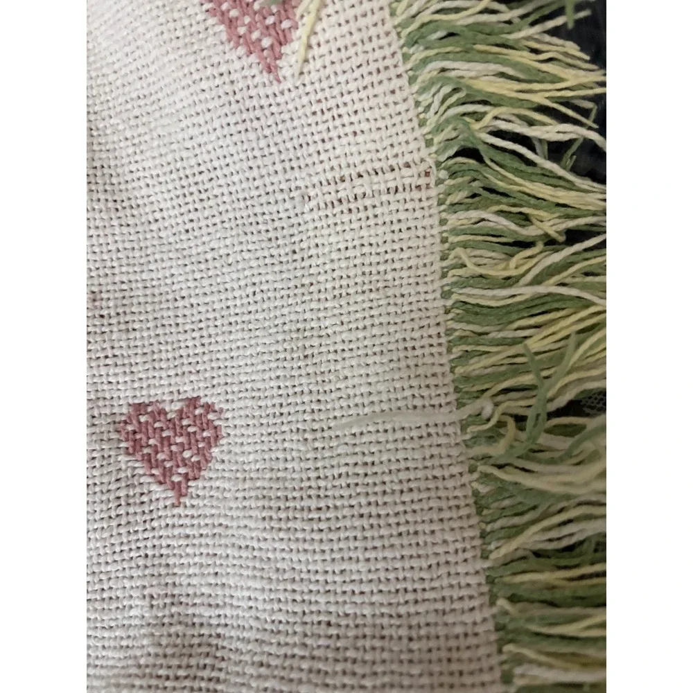 Vintage Goose Girl Woven Tapestry‎ Throw Blanket Cottagecore Storybook  65x48